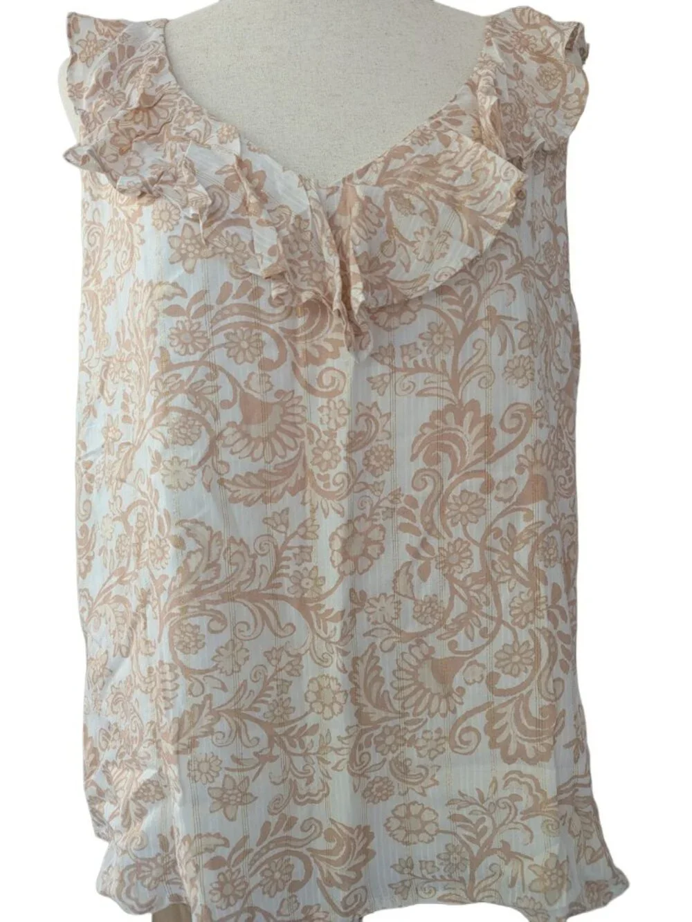 NWT LOFT Shimmer Ruffle V-Neck Shell - Picture 7 of 15